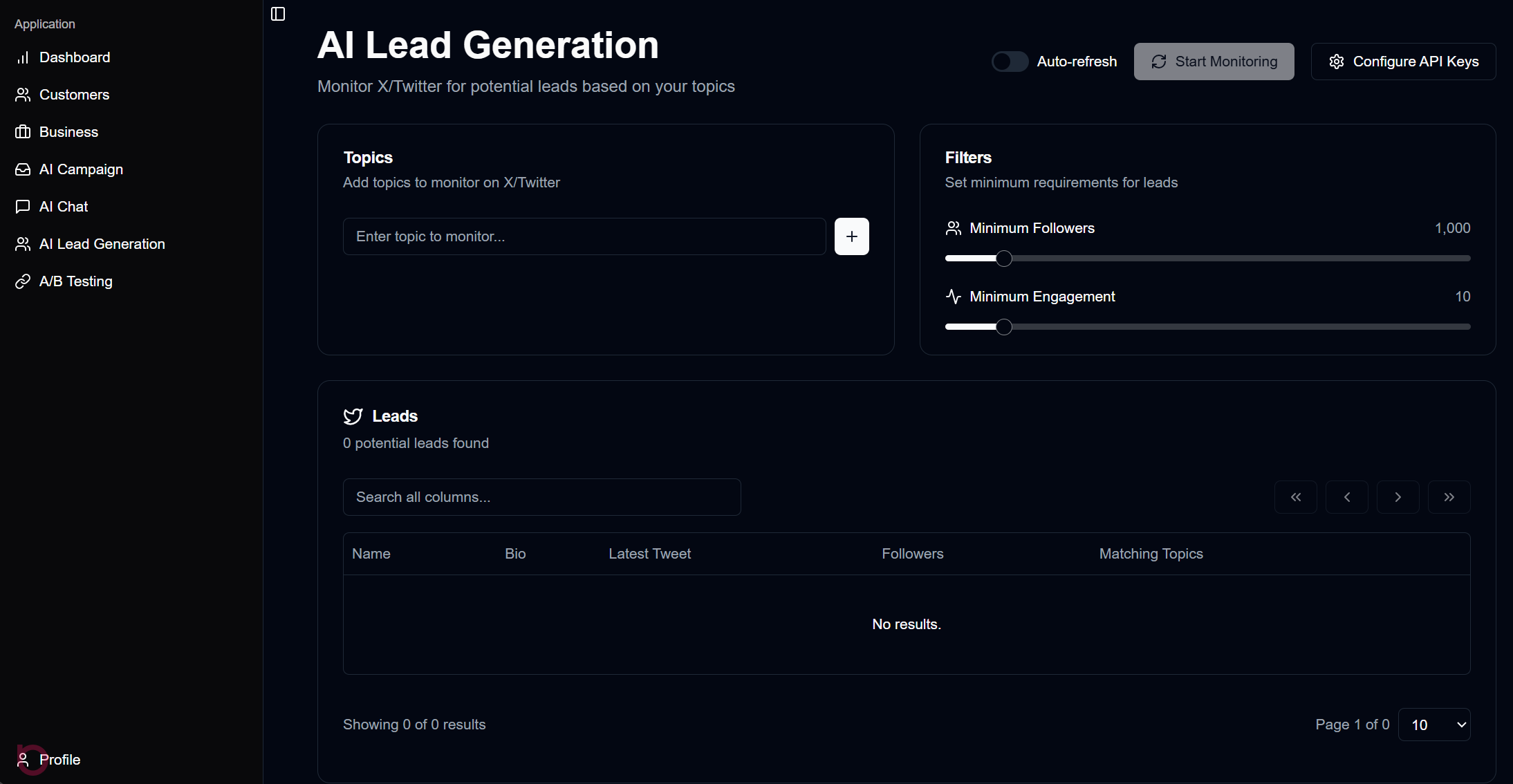 CognisCRM - AI Lead Generation Dashboard