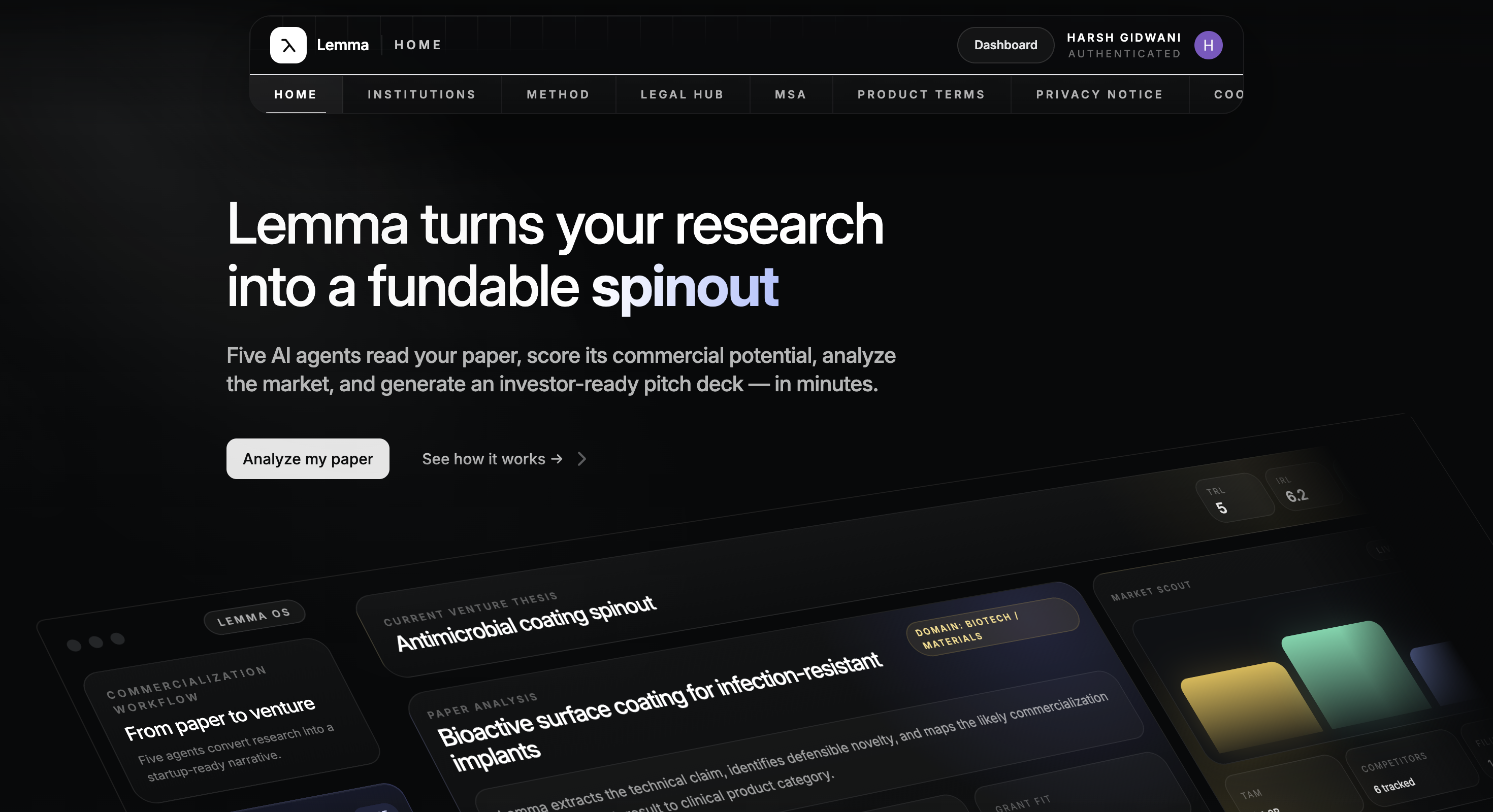 Lemma — research to fundable spinout